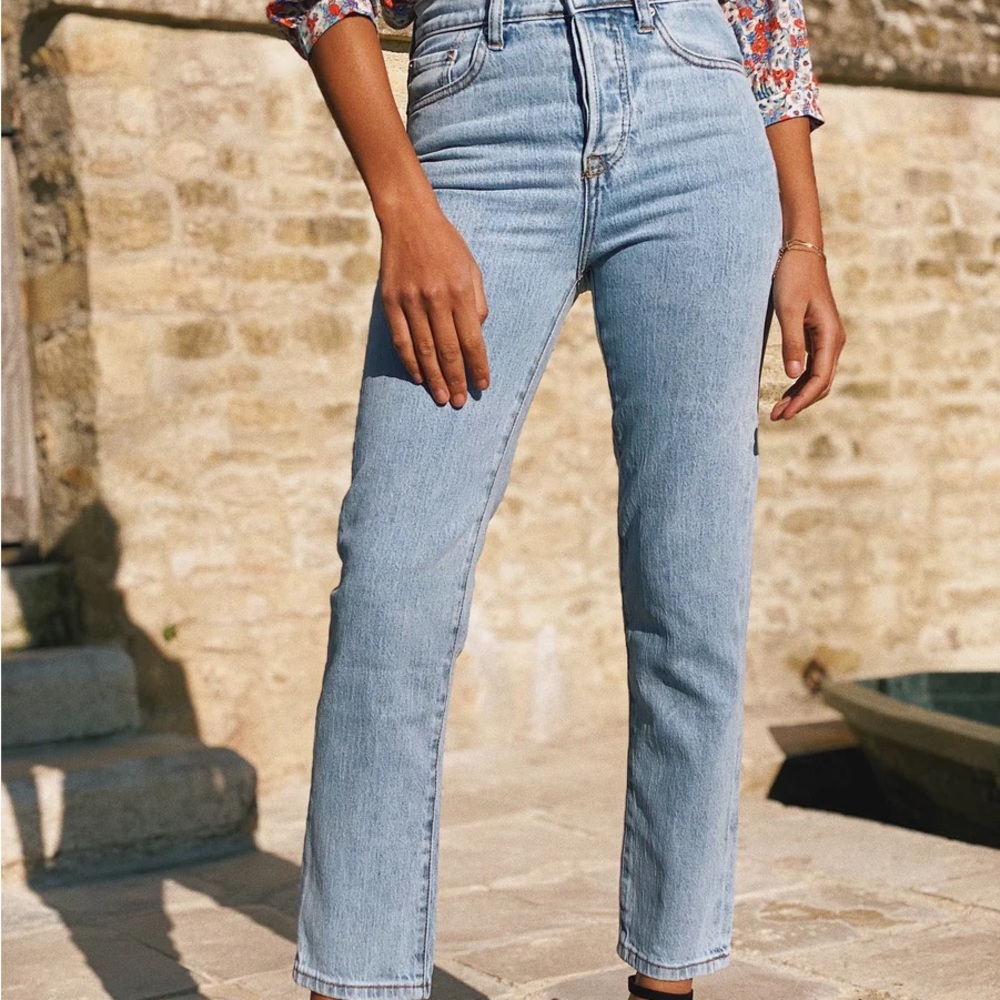 High Rise Straight Leg Jeans Light Wash Vintage Style Denim NWT 6 - Picture 3 of 11